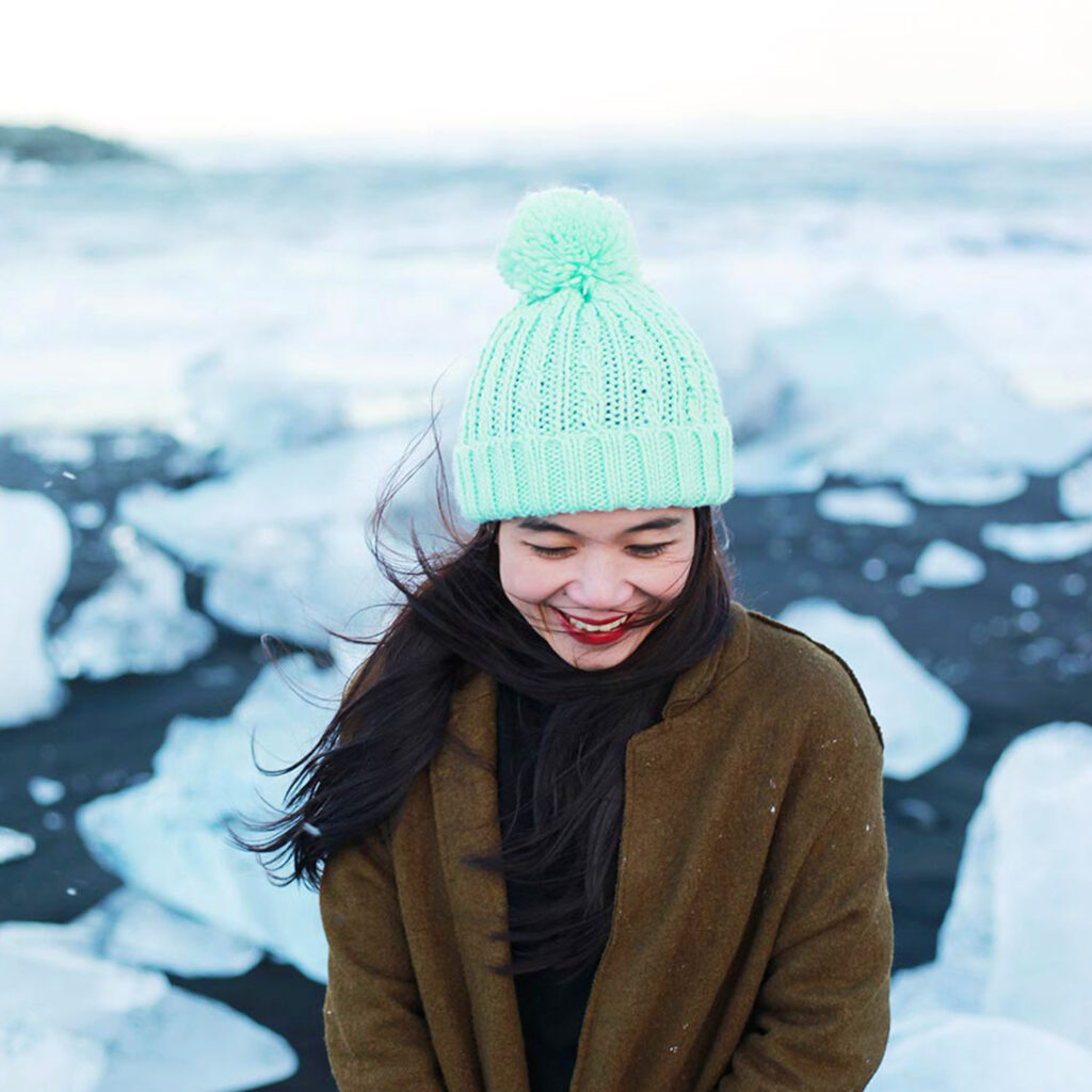 Yuki Anggia at Diamond Beach Iceland